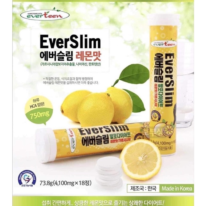 韓國 Everslim 檸檬發泡錠  (18錠 /條)