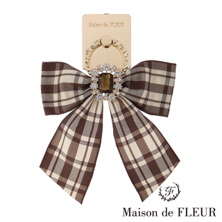 Maison de FLEUR 華麗寶石格紋緞帶手機指環扣(8A23FQJ0200)