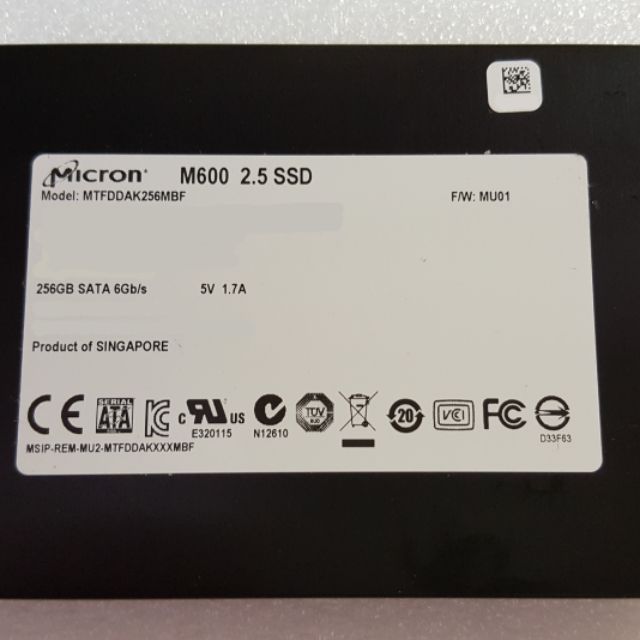 Micron 美光 M600 SSD 2.5吋 7mm 256GB SATA6 MTFDDAK256MBF (二手)