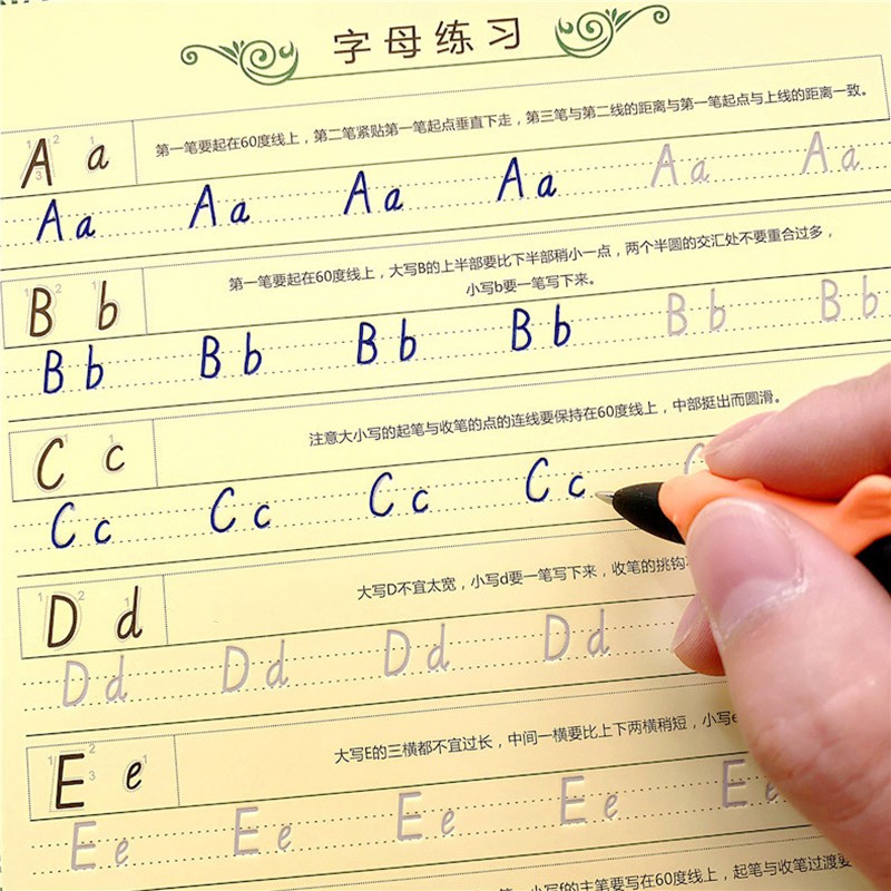 3 6年級小學生英語同步凹槽字帖兒童意大利斜體英文速成練字帖本 蝦皮購物