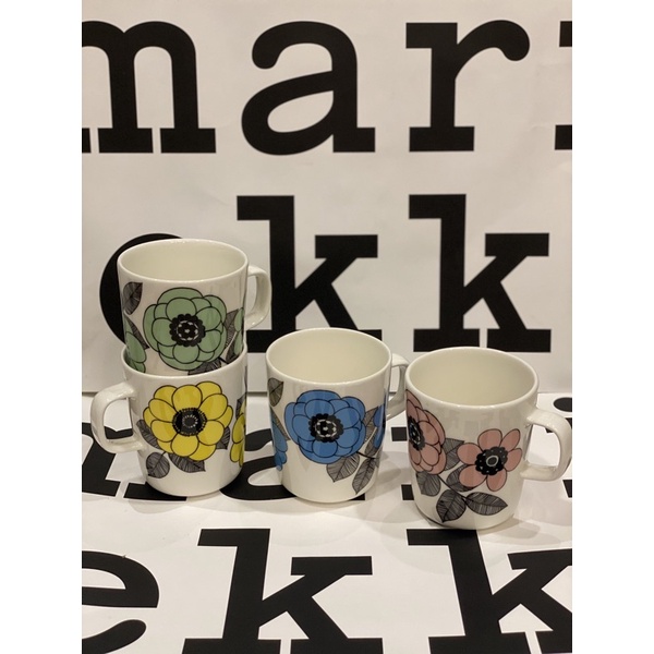 芬蘭Marimekko 極少見日本限定大薔薇 四色杯組