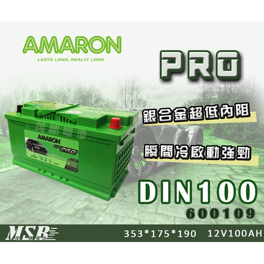 【茂勝電池】AMARON DIN100 600109 愛馬龍 PRO 銀合金 進口 歐洲車 同 60044 60038