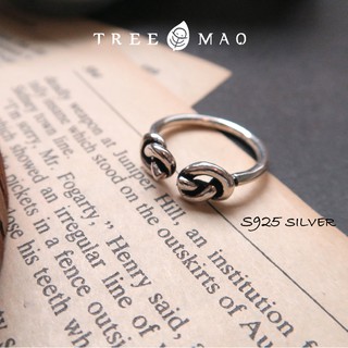 復古雙小結純銀開口戒指【Tree Mao925純銀戒指】 925銀飾 100%實拍 現貨