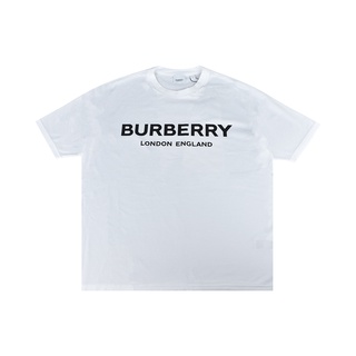 BURBERRY HORSEFERRY 字母LOGO印花純棉寬鬆圓領短袖T恤(女款/白)