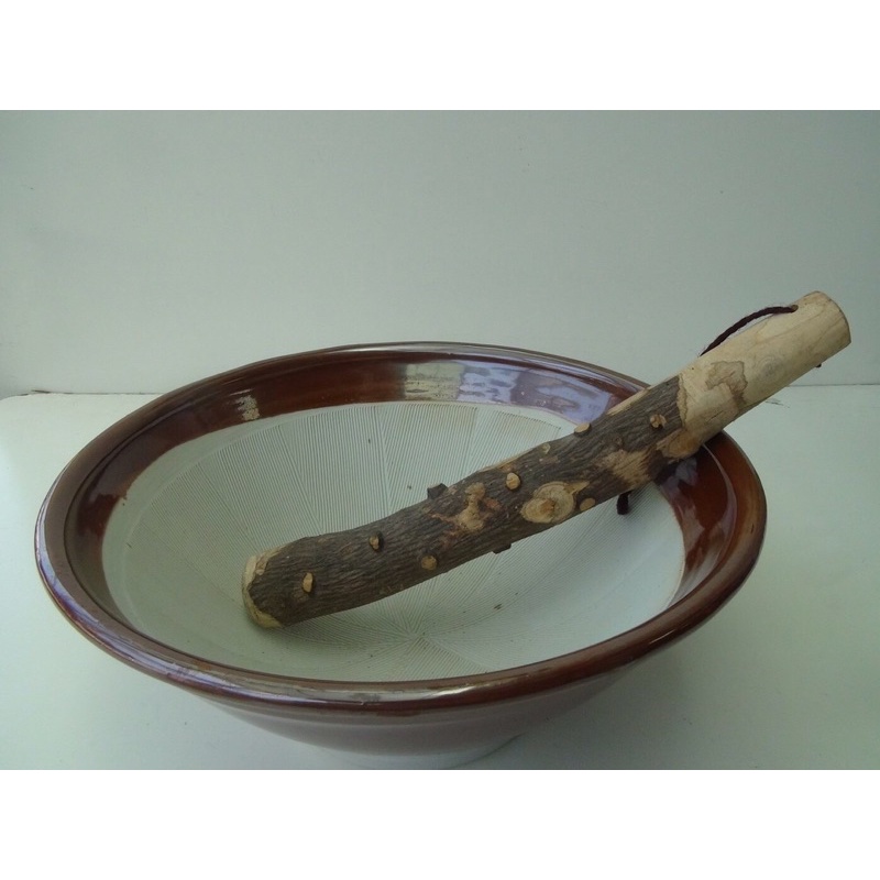 鍋碗瓢盆餐具日本進口10寸磨缽(可磨山藥.芝麻.擂茶.磨粉磨泥)---附木棒