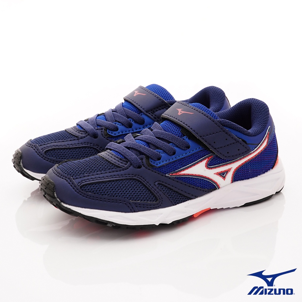 MIZUNO美津濃&gt;&lt;流線運動慢跑童鞋款194014藍白紅(中小童段)22.5cm(零碼)