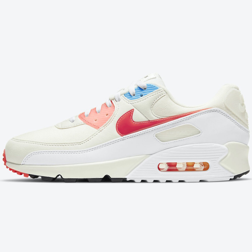 NIKE  Air Max 90 男鞋 休閒 氣墊 色塊 復古 米白橘藍【運動世界】DD8496-161