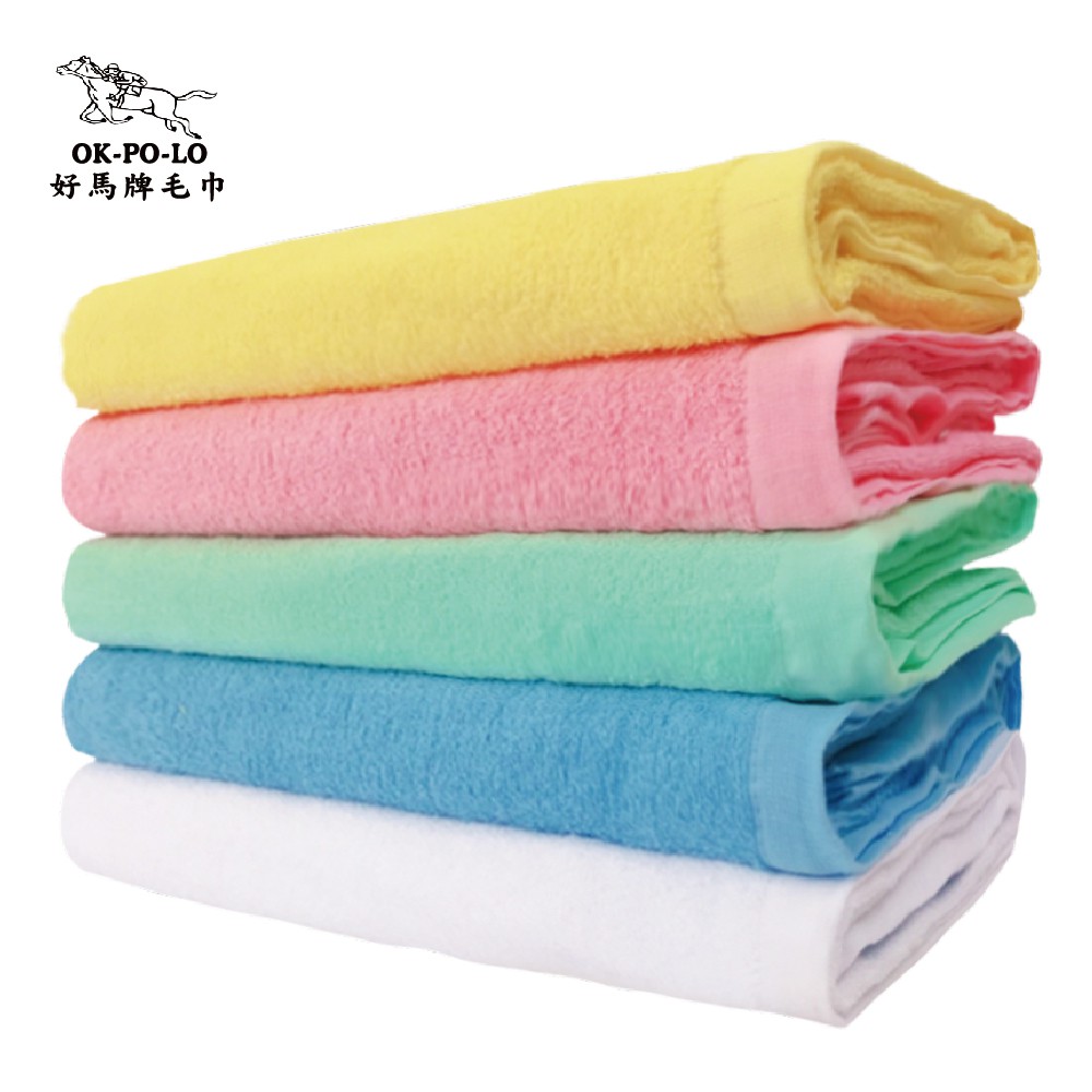 OKPOLO 家用素色浴巾 2條/組 100%棉 超強吸水 68x136cm 台灣製造 現貨 廠商直送