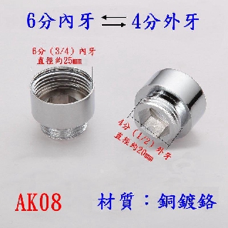 【AK08】6分內牙轉4分外牙 /4分外牙轉6分內牙/老頑童雜貨鋪/水龍頭轉接頭/濾水器轉轉接頭/延長管轉接頭/柔水器/