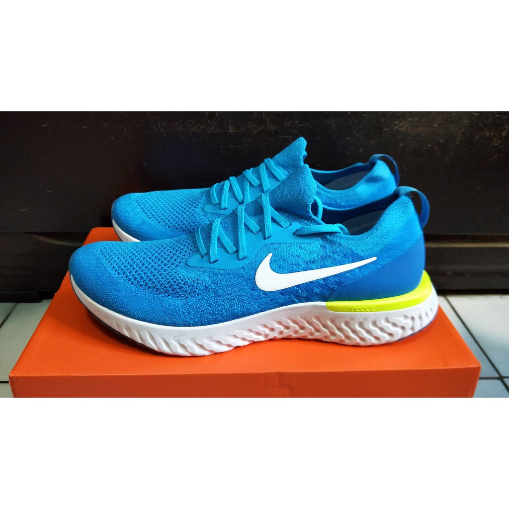 全新NIKE EPIC REACT FLYKNIT 藍白 跑步鞋 走路鞋 路跑鞋 運動鞋-US11.5 size