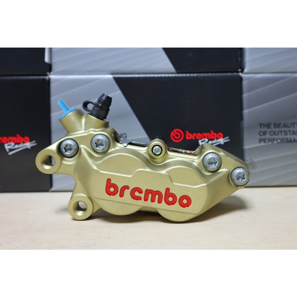 【ST】Brembo 基本對四(左邊)金底紅字 卡鉗 對四/單插銷/灰底紅字/黑底紅字 孔距40mm 活塞30/34