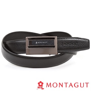 【MONTAGUT夢特嬌】時尚經典寬版自動扣皮帶A57M75709F黑色