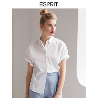 專櫃ESPRIT品牌夏季氣質纯色輕薄款短袖休閒襯衫
