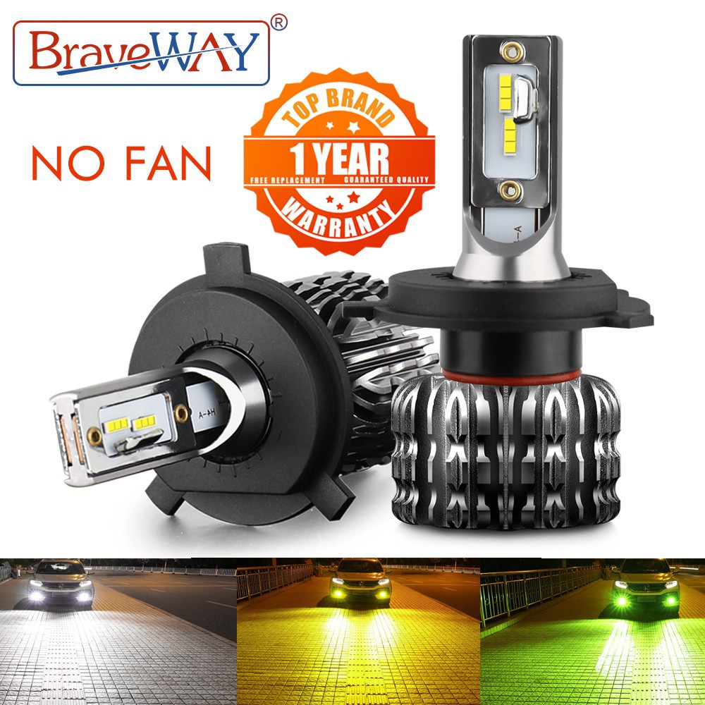 Braveway 2PCS H4 LED 大燈 H7 LED 汽車燈泡 H1 H3 H27 9005 9006 HB3