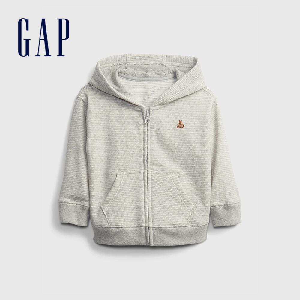 Gap 嬰兒裝 時尚輕薄透氣連帽外套 布萊納系列-雜灰色(671417)