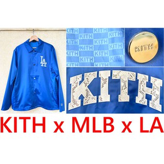 BLACK全新KITH x MLB x LA洛杉磯道奇隊Los Angeles教練夾克Dodgers超上等質感風衣外套