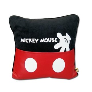 迪士尼Disney Mickey Mouse米奇 絨布皮質 舒適靠墊抱枕 黑紅色1入 WDC111