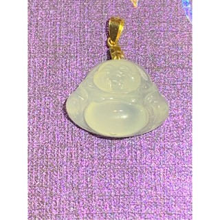 冰種翡翠小彌勒佛（十八K金扣頭）