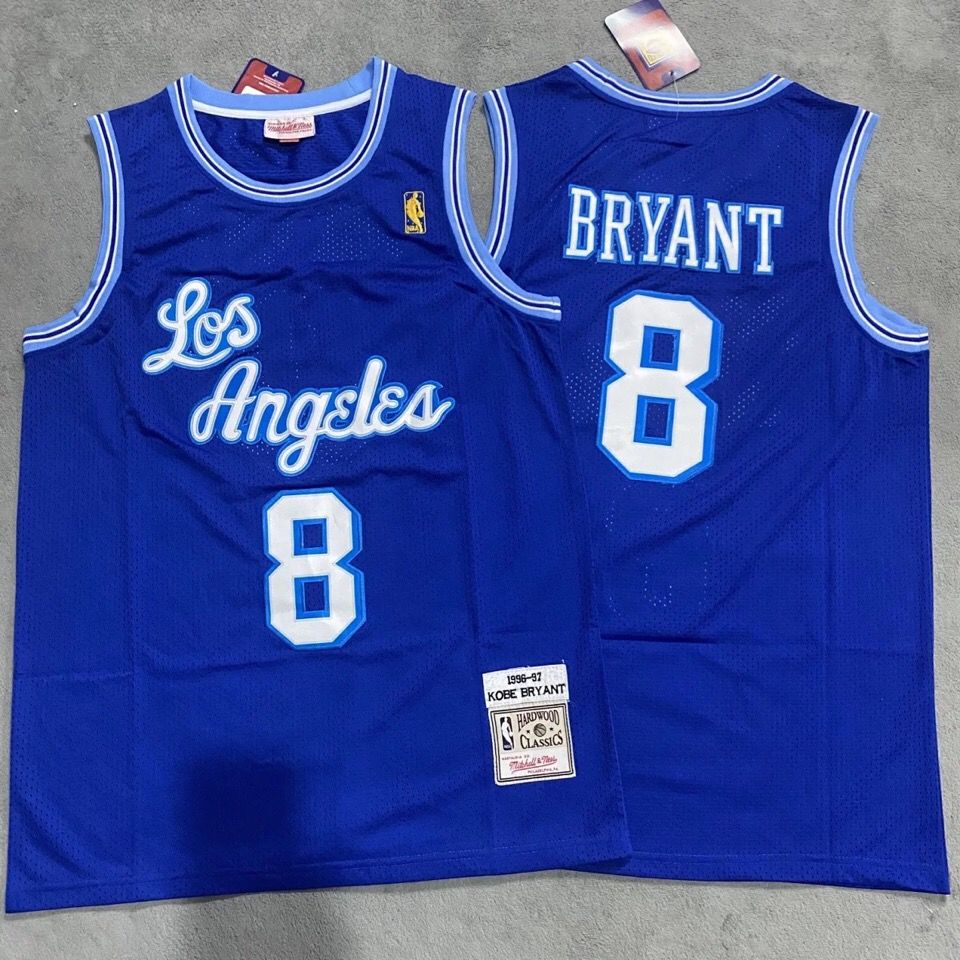 正品代購NBA Mitchell&amp;Ness LAKERS  KOBE BRYANT 湖人隊 草寫藍色 8號球衣