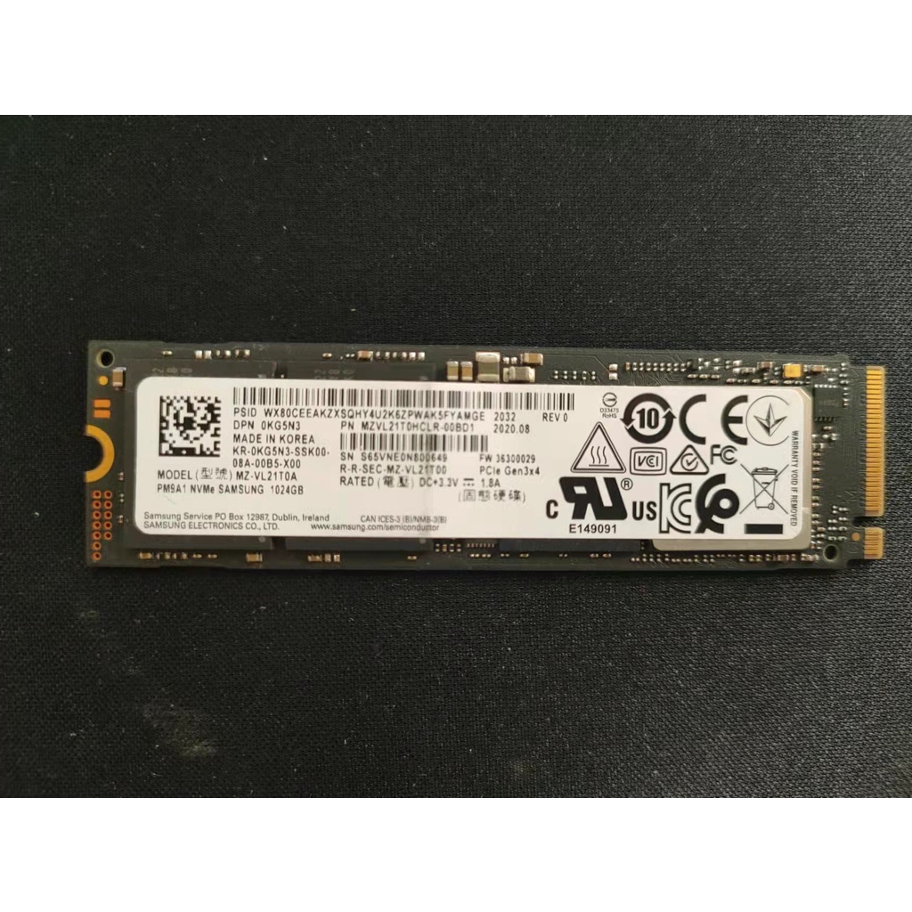 【Samsung 三星】SSD PM9A1 PCIe NVMe 1T MZ-VL21T0A(拆機良品)