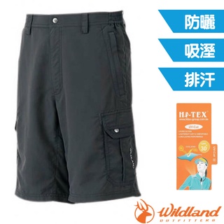 【荒野 WildLand】男款 透氣抗UV短褲.休閒工作運動短褲/UV-CUT UPF30+/W1389-96 深鐵灰