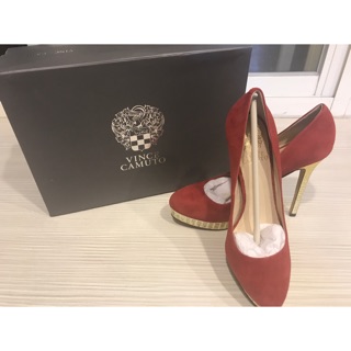 Vince Camuto 深紅麂皮厚底高跟鞋 全新 100%正品