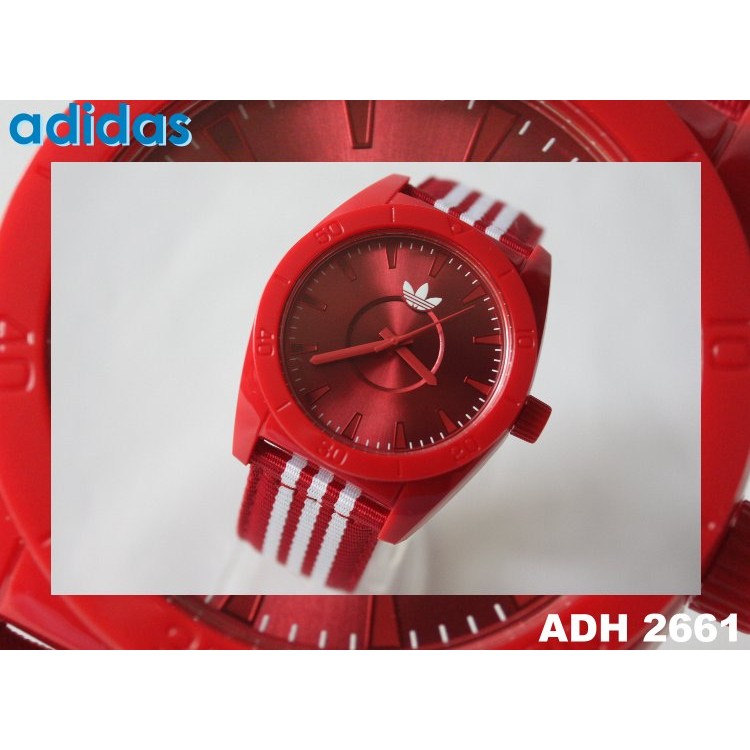 【adidas - ADH 2661】100%全新正品 輕量化 運動型 名錶 手錶 / 紅色【防水50米】29g