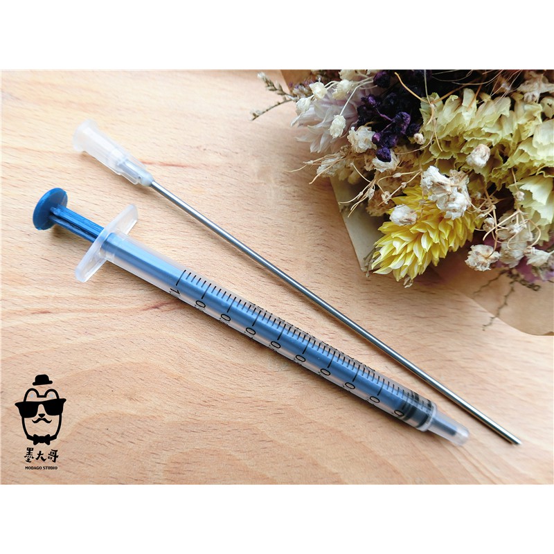 ✨針筒組✨1ml (藍色)針筒+(超長粗)平口針頭【墨大哥】塑膠針筒/工業用針筒/平口針頭/平頭針 實驗器材 寵物餵食