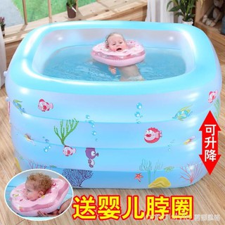 💖台灣公司＋發票💖新生嬰兒游泳池家用充氣幼兒童加厚保溫可折疊浴缸寶寶室內洗澡桶
