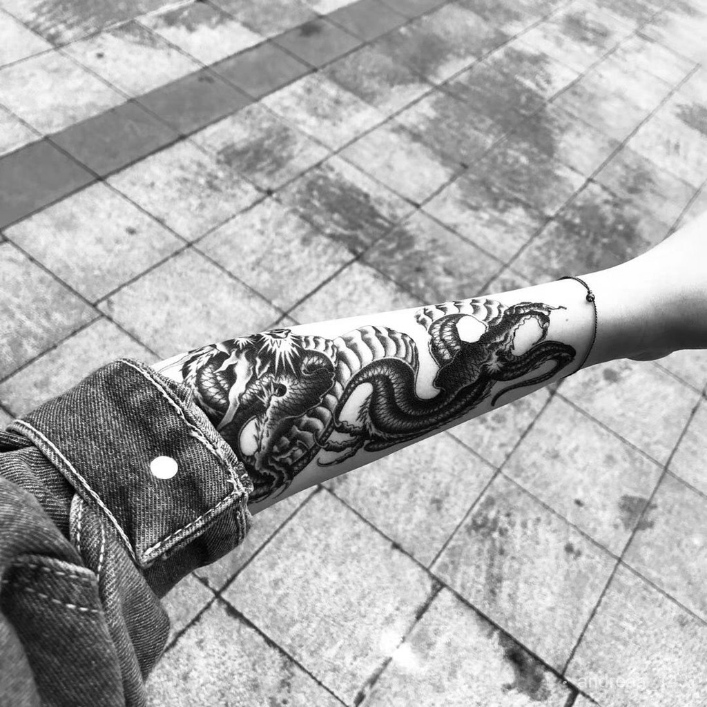 台灣熱賣紋身貼花臂半臂男女紋身貼紙防水持久仿真逼真龍僧魔趙雲臂膀刺青1atu 蝦皮購物