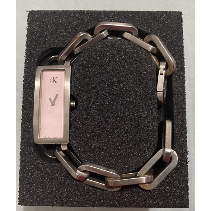 CK Calvin Klein粉色鍊條飾品手錶