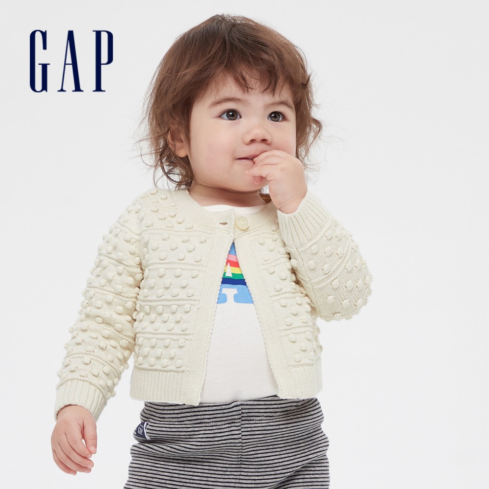 Gap 嬰兒裝 可愛針織球裝飾針織衫-象牙白(593691)