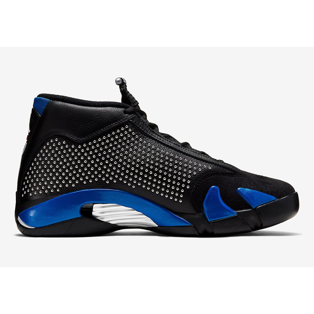 R‘代購 Supreme Nike Air Jordan 14 XIV 法拉利 銀黑藍 龐克鉚釘 BV7630-004