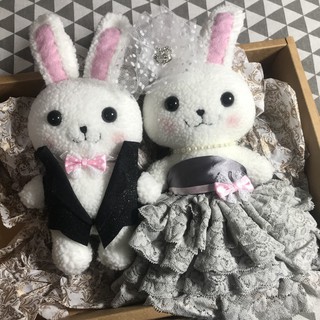 RABBIT LULU 結婚兔子娃娃 氣質灰色婚紗 結婚禮物 婚禮擺飾 車頭綵
