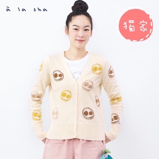 a la sha 【全新、米白S】繽紛阿財針織🧶外套