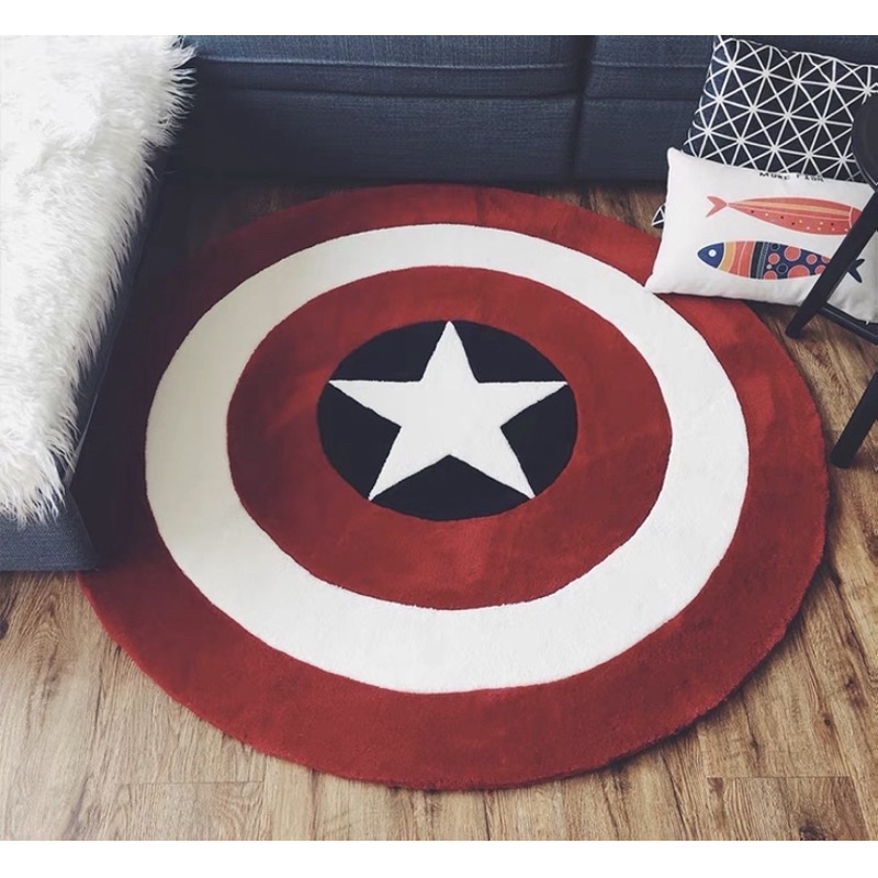 美國隊長盾牌 圓形地墊 手工地毯 客廳地毯 臥房地毯 床邊毯 椅子墊 造型地墊