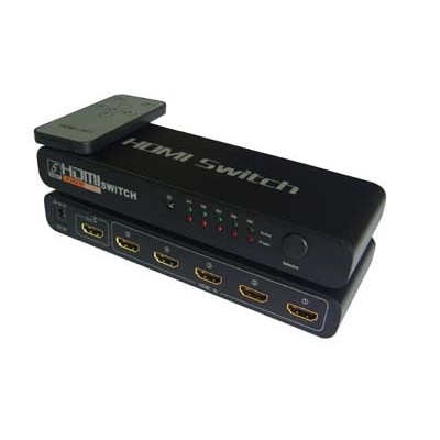 (帶晶片) HDMI 5進1出 五進一出 高清1080P 螢幕分屏器/分配器/切換器 (帶遙控器)