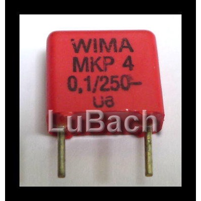 【eTools】全新庫存 德國製純銅長腳 WIMA MKP4 0.1uF/250v 金屬皮膜電容１