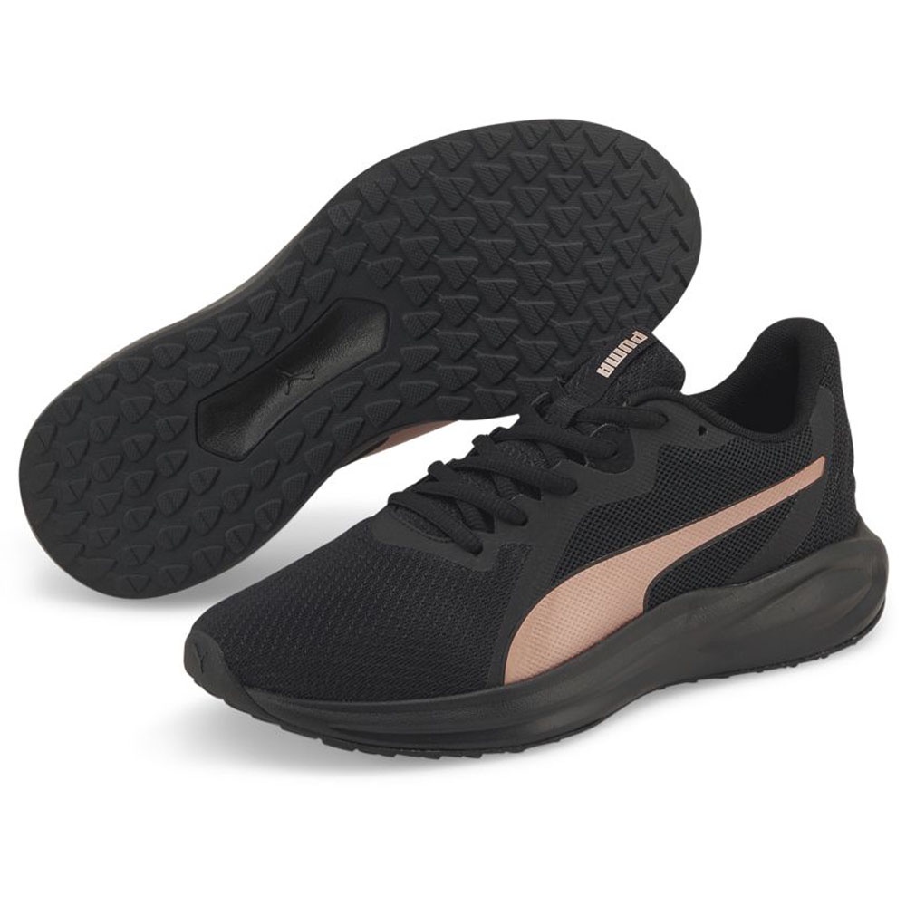 PUMA Twitch Runner 女鞋 慢跑 網布 透氣 耐磨 黑 玫瑰金【運動世界】37628906