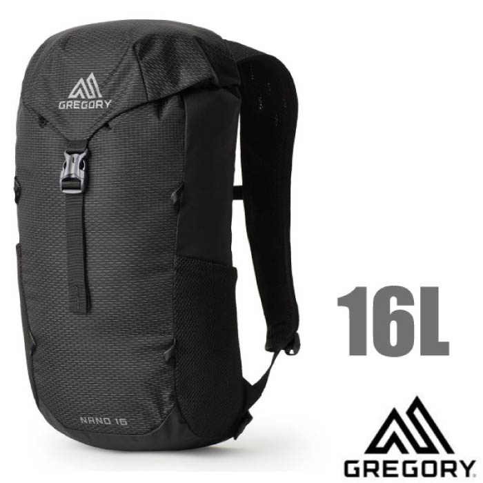 【美國 GREGORY】NANO 16 多功能休閒後背包 16L (束口式主袋空間)  111497 曜石黑