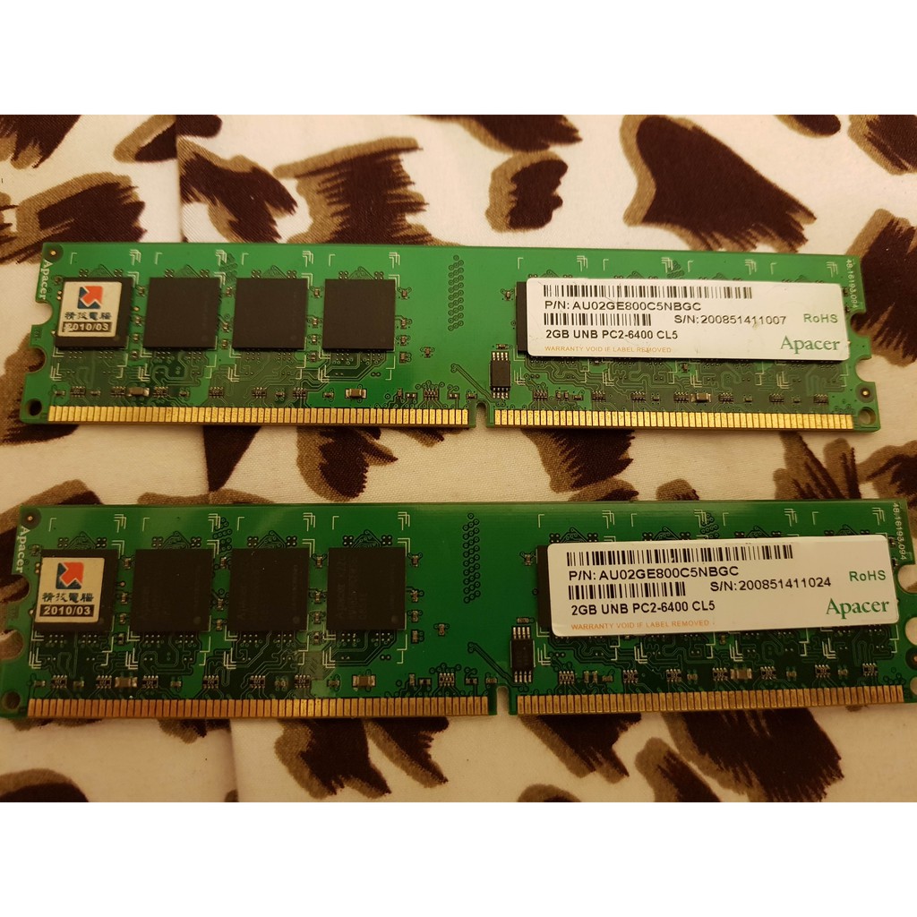 宇瞻 Apacer DDR2 800 2Gx2合計4G DDRII PC2-6400 雙面16顆粒 桌上型專用 終身保固