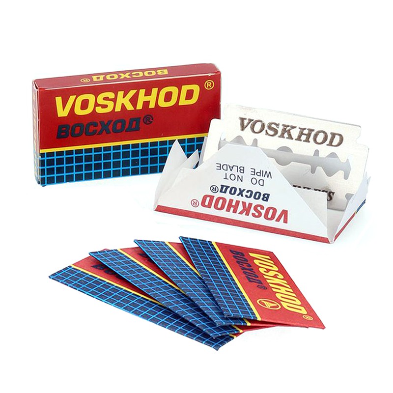 俄羅斯 Voskhod - 鐵氟龍塗層 雙面刮鬍刀片（5片 / 通用復古雙刃安全手動刮鬍刀 傳統老式刀架 剃刀刮刀剃刀片