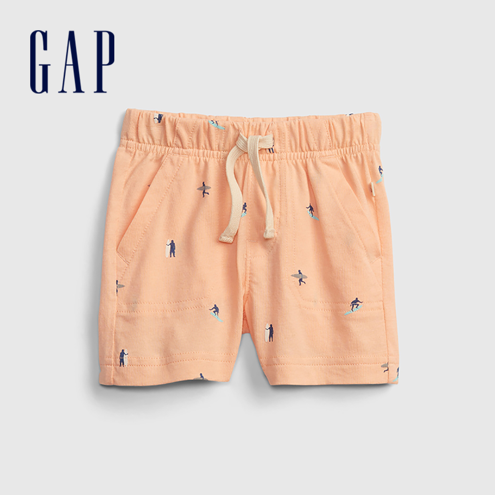 Gap 嬰兒裝 抽繩鬆緊短褲 布萊納系列-杏粉色(820153)