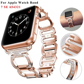 鑽石豪華金屬錶帶不銹鋼錶帶兼容 Apple Watch 8 7 6 5 4 3 49mm 45mm 44Mm 42Mm