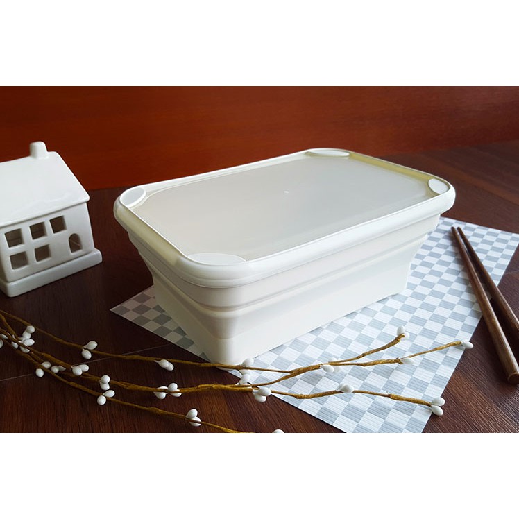 【dr.Si】矽寶巧餐盒-白色(全新盒裝) 摺疊矽膠便當盒
