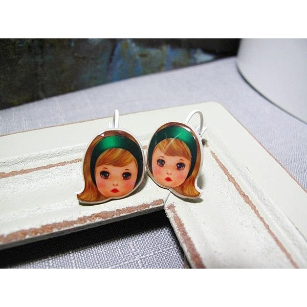 【ginger】Les Nereides N2 (現貨)迷你可愛綠色復古小娃娃頭耳環