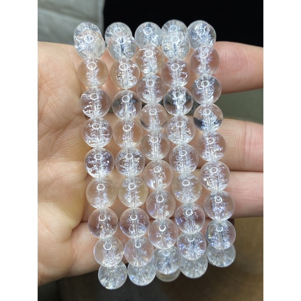 爆花晶 白水晶爆花晶 爆裂紋白水晶 手珠 手串 手鍊 9mm+👍台灣現貨，實體拍攝。