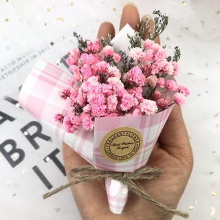 🐼大熊派對🎁ins乾花迷你滿天星小花束新婚伴手禮diy拍照道具裝飾擺件拇指花束 禮物 永生花 禮盒 乾花