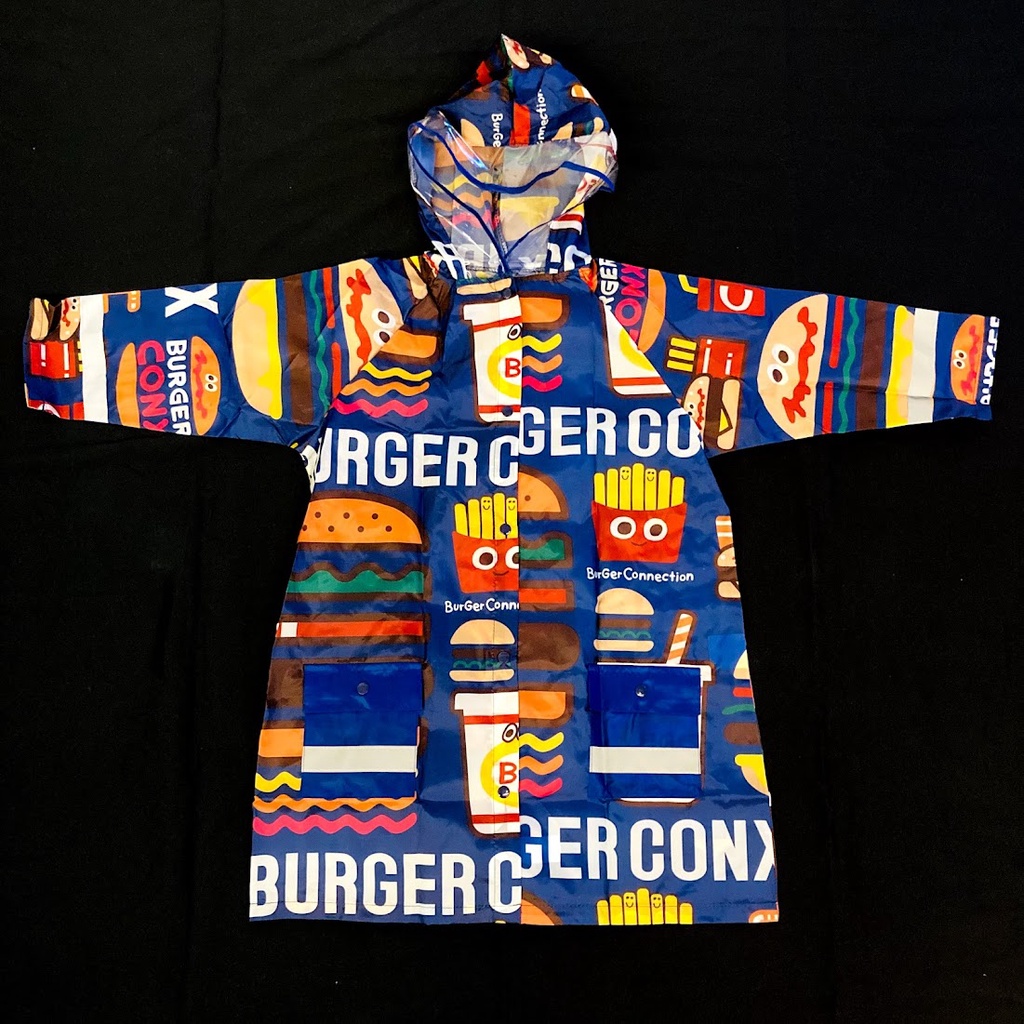 (小品日貨) 現貨在台 日本Skater 漢堡寶 漢堡 有書包位 排扣式 小朋友 雨衣 適合身高110~125cm