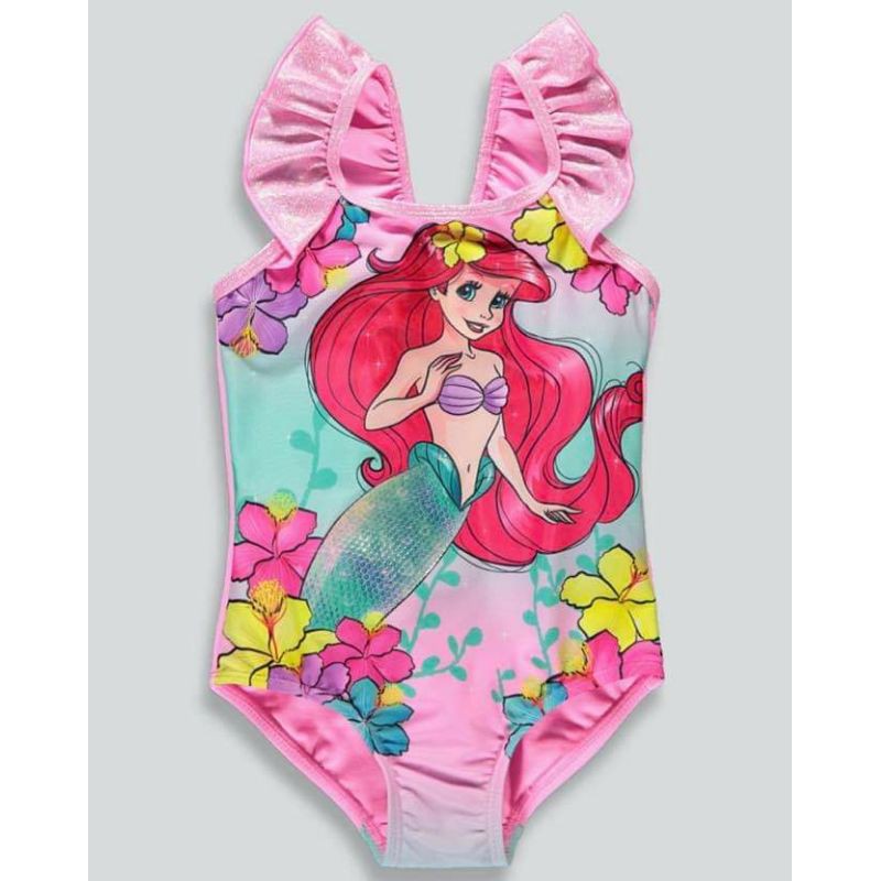 現貨❣全新正版英國代購取得💝迪士尼小美人魚裙子 泳衣 連身游泳衣服閃亮 5到9歲內可穿